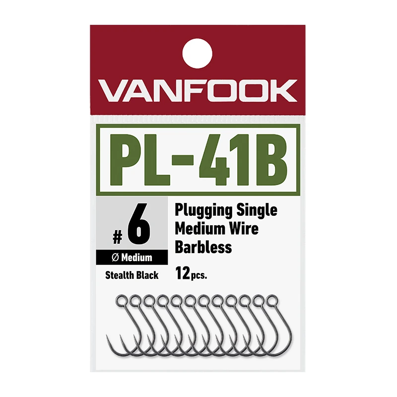 Vanfook PL-41B Plugging Single Medium Wire Barbless #12 (12pcs)