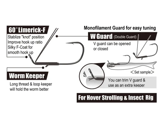 Decoy Worm153 F.F. Weedless Hover Strolling Hook 4pk - Bait Decoy Worm153 F.F. Weedless Hover Strolling Hook 4pk - Bait
